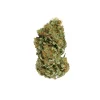 Close-up of a compact Sour Diesel Strain nug, showcasing trichomes and distinct pistil colors.