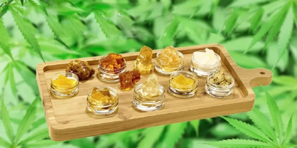 Different cannabis concentrates including wax, shatter and resin