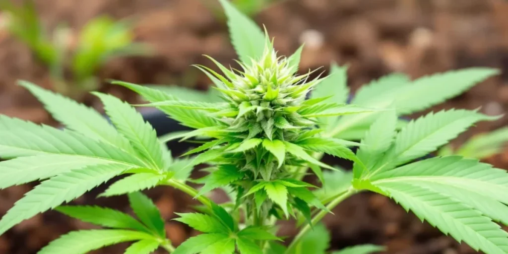 Young cannabis plant benefiting from nitrogen-rich organic soil