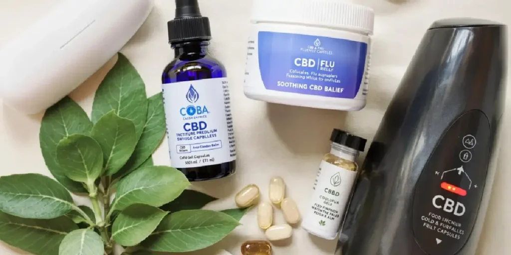 CBD oil capsules and wellness products for cold relief