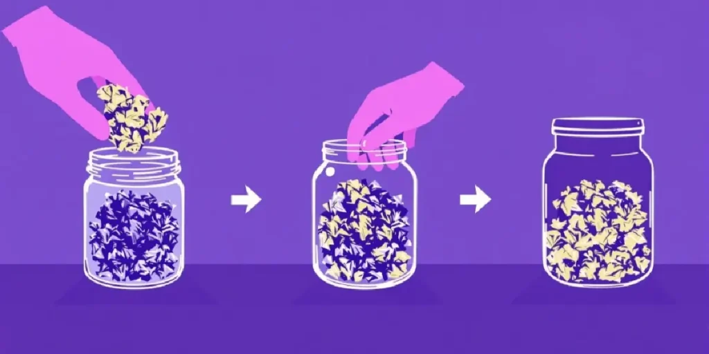 Cured cannabis buds stored in airtight glass jars