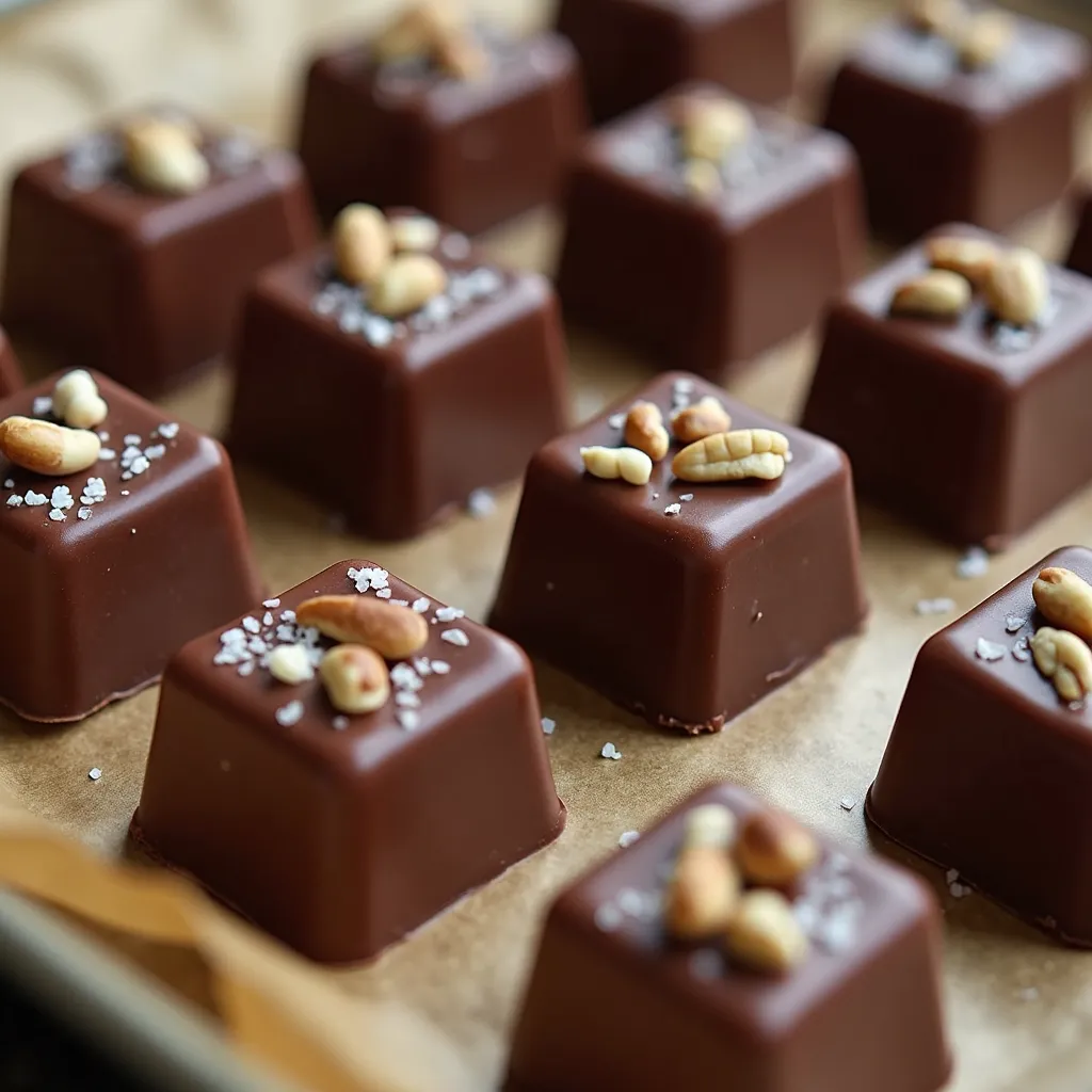 Tray of homemade cannabis chocolate pieces with sea salt and nuts.