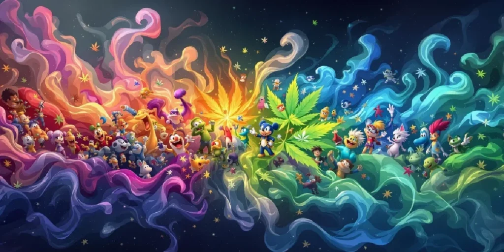 Animated movies to watch while high with colorful fantasy characters and vibrant visuals