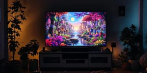 Animated movies to watch while high displayed on tablet next to cannabis buds