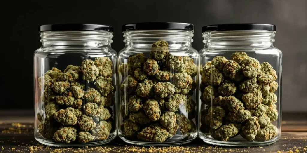 cannabis buds stored in glass jars preserving freshness and potency