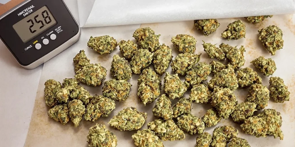moisture meter reading cannabis buds dried using microwave method