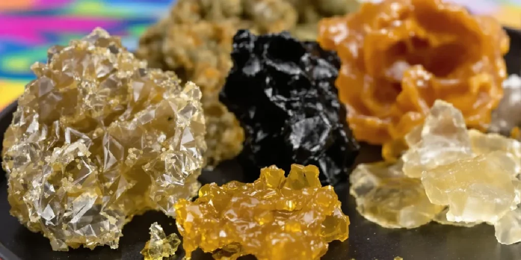 different types of cannabis dabs including shatter wax and crumble