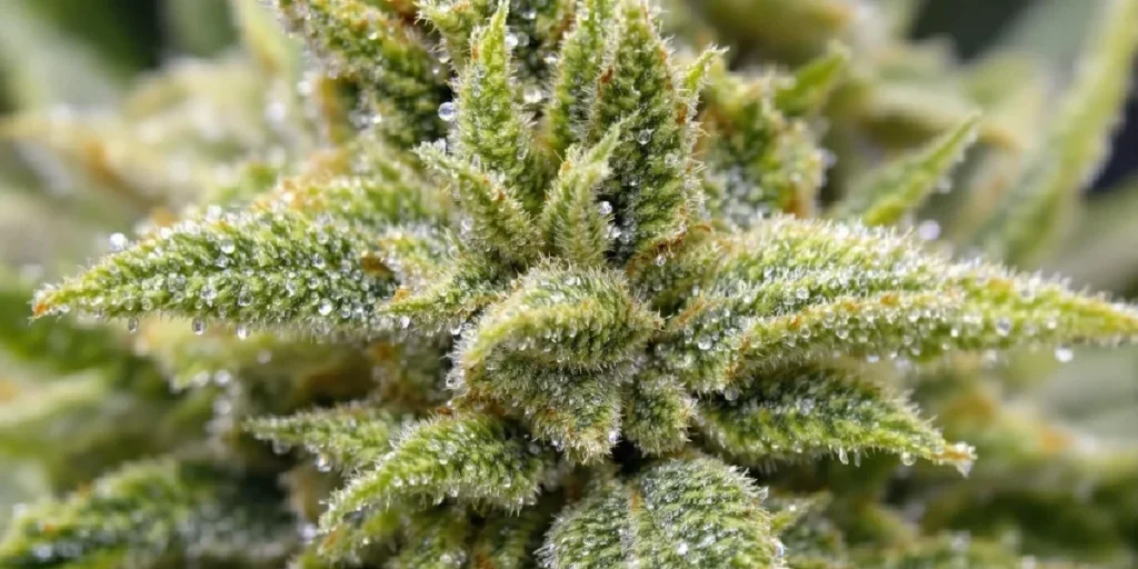 cannabis bud with dense trichomes suitable for humid climates
