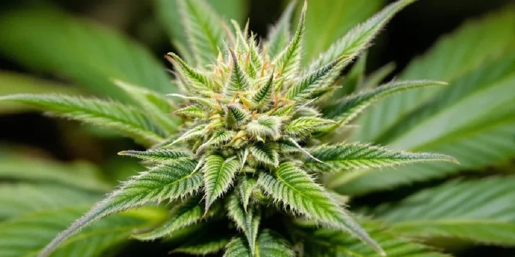 Male cannabis plant showing early pollen sacs