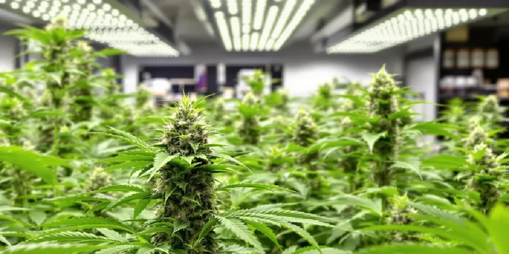 Cannabis plant thriving in soil with proper fertilization