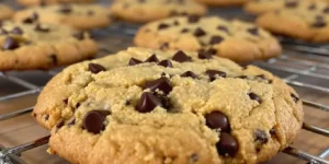 fresh cannabis chocolate chip cookies cooling on rack