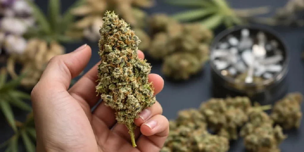 close up of resin rich 70 30 indica dominant cannabis strain