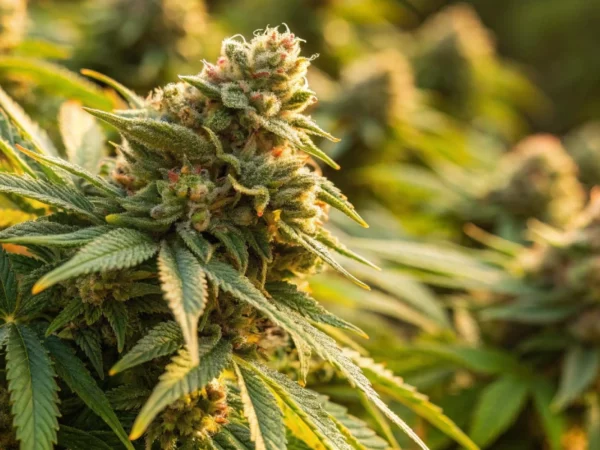 Close-up of Arjans haze 3 strain buds with detailed trichomes and vibrant resin.