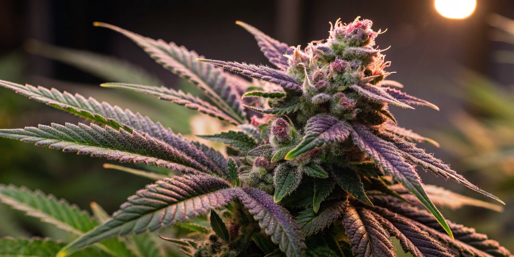 lose-up view of Gelato 41 x Gelato 41 Auto strain buds showcasing dense resin and vibrant colors in an indoor setup.