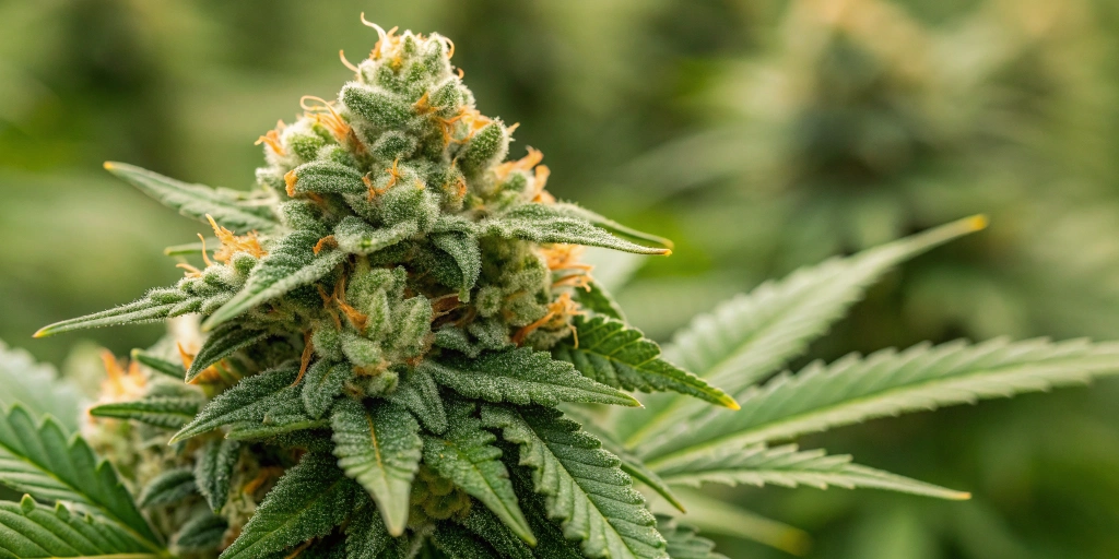 Close-up of dense, resinous Green Gelato Auto buds with vibrant citrus hues and visible trichomes.