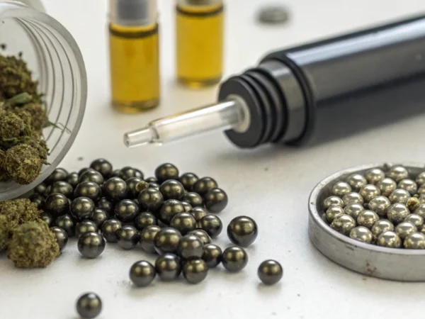 Silicone Carbide Pearls used in cannabis processing for efficient equipment cleaning and maintenance.