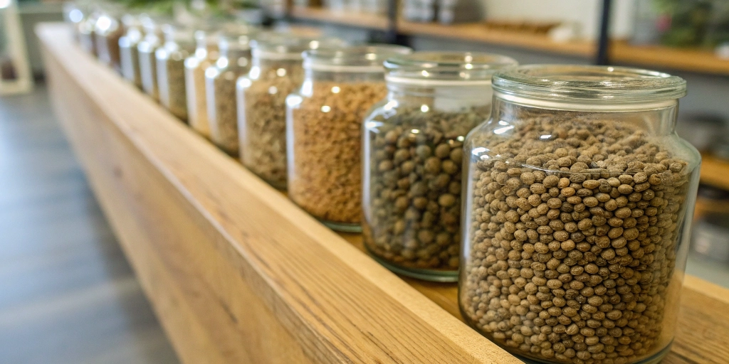 Glass jars of cannabis seeds illustrating is it legal to buy cannabis seeds topic