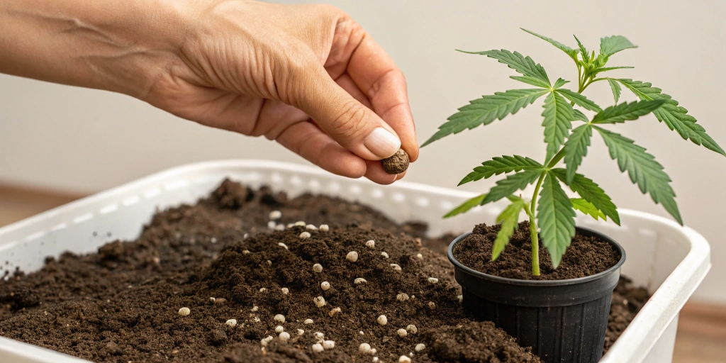 Planting a seed to monitor cannabis seed germination time