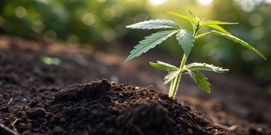Young cannabis how long from seed to harvest sprouting seedling under natural light