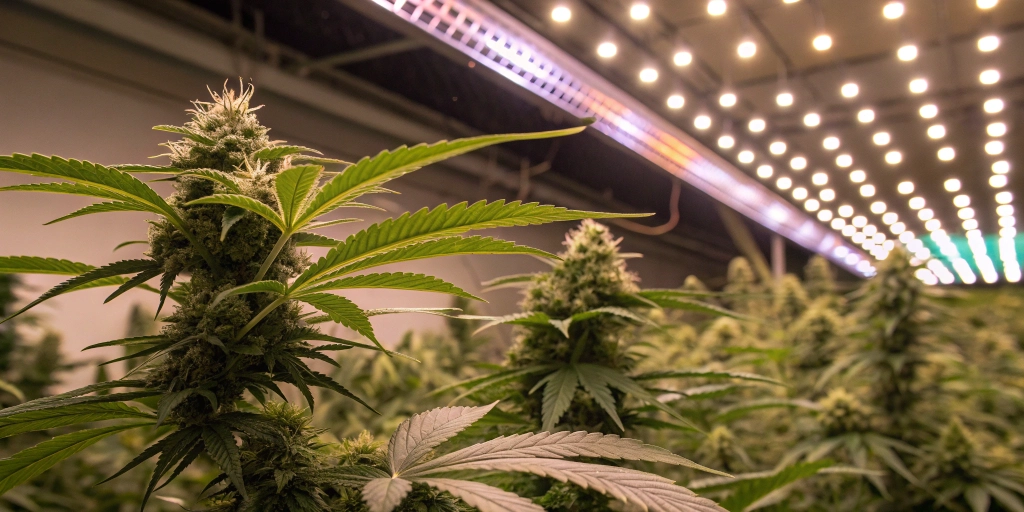 Indoor cannabis how long from seed to harvest flowering plants showing trichomes