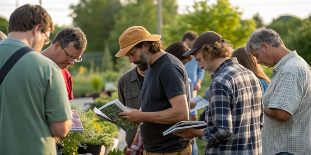 Growers sharing cannabis seeds columbus ohio catalogs at a local meetup.