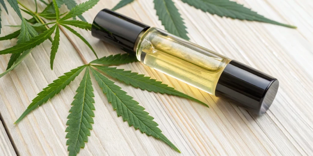 Travel-friendly cannabis sativa seed oil lip oil roller.