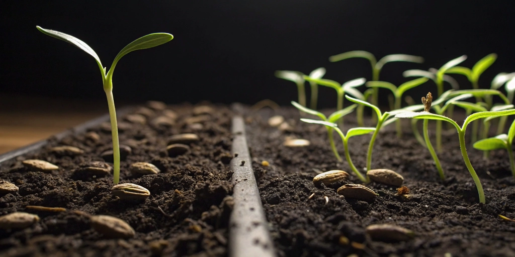 Comparison showing does cannabis seed need light to germinate in dark vs low-light conditions.