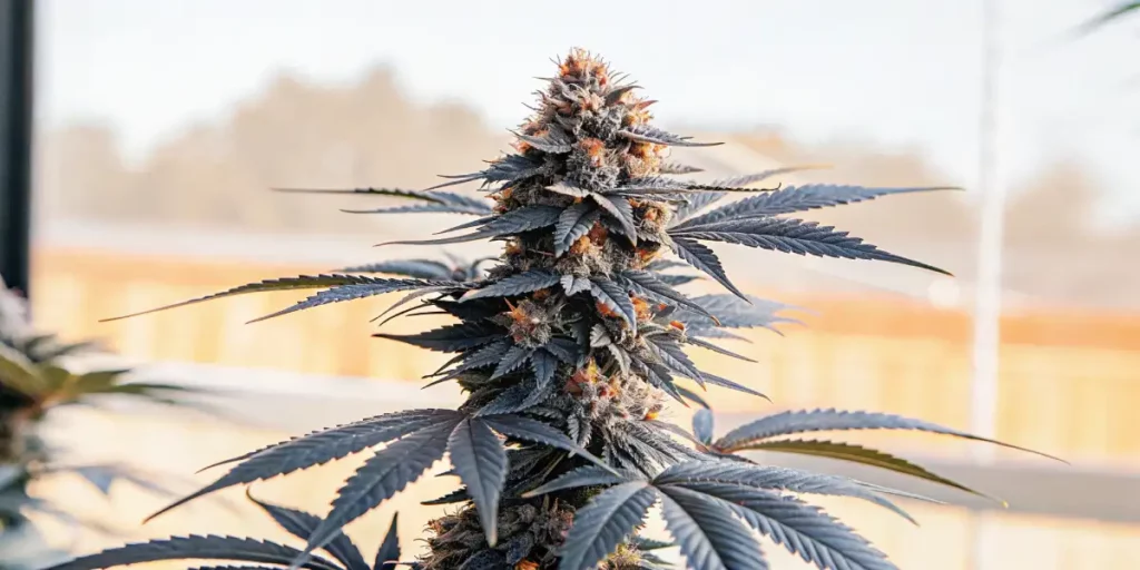Vibrant Haze Berry Auto cannabis bud with purple hues and orange pistils