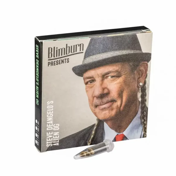 Steve’s Alien OG seed packaging with portrait artwork and a clear seed vial.