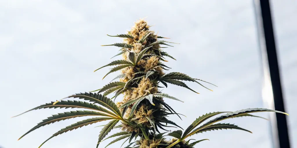 Close-up of an autoflowering cannabis plant with thick buds