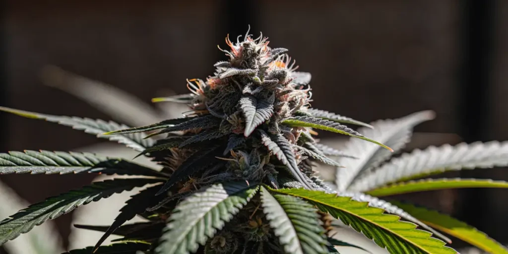 Close-up of a fully matured CBG cannabis bud with visible trichomes