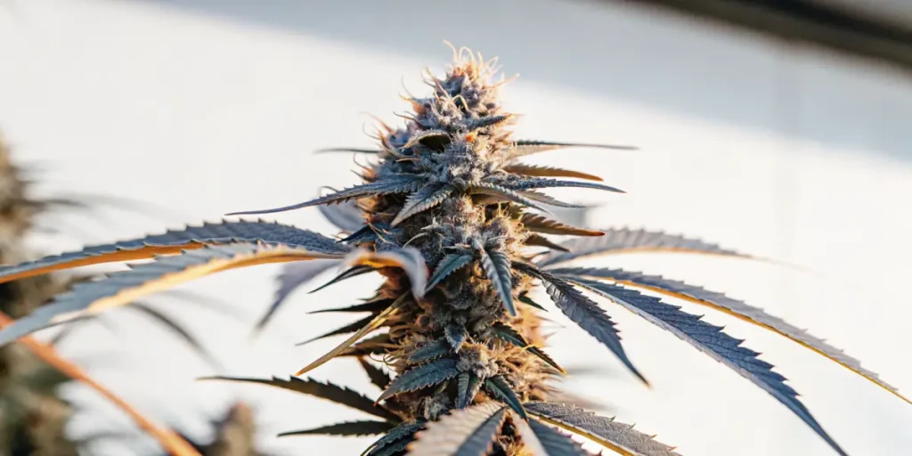 Macro shot of CBG cannabis cola in late flowering stage