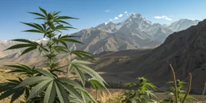 Afghan Kush Auto plant growing in the mountains of the Hindu Kush region.