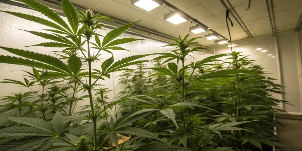 Jamaican Dream Auto cannabis plant growing indoors during vegetative phase