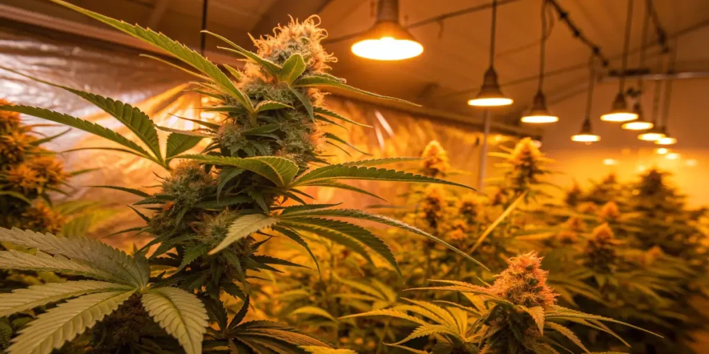 Dense orange-tinted buds of a Kerosene Krash Auto plant in the final flowering stage