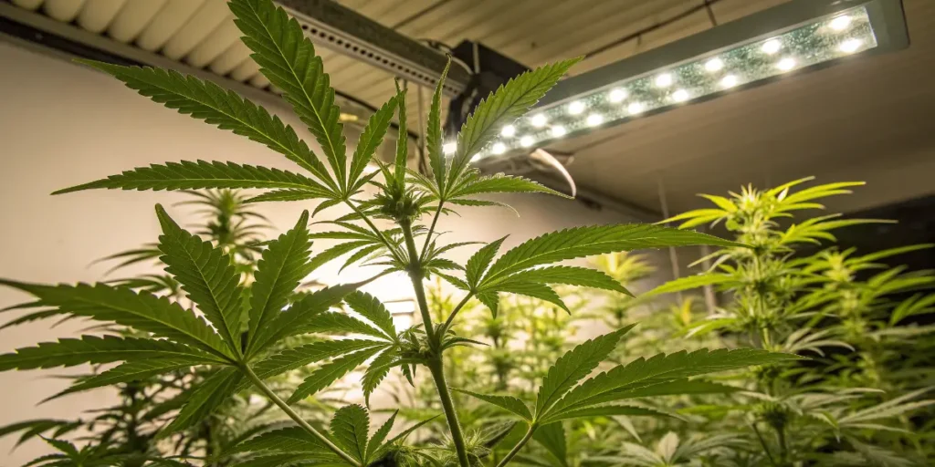 Developing Khalifa Kush plant under controlled indoor lighting environment