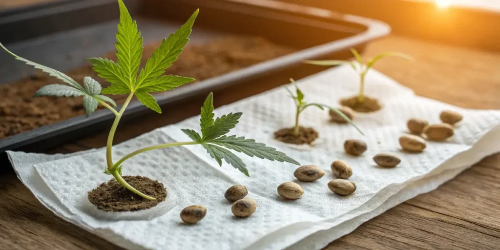 Bruce Banner 3 Auto seeds ready for germination on paper towel.