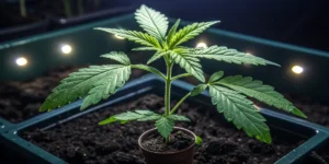 Bubba Slush seedling developing under LED lights.