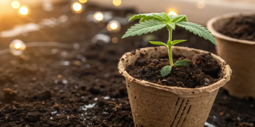 Bubble Gum Sherb plant thriving under LED lights during vegetative growth.