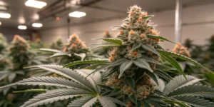 Cafe Racer Auto cannabis plants in full bloom under LED lights inside a modern grow facility.