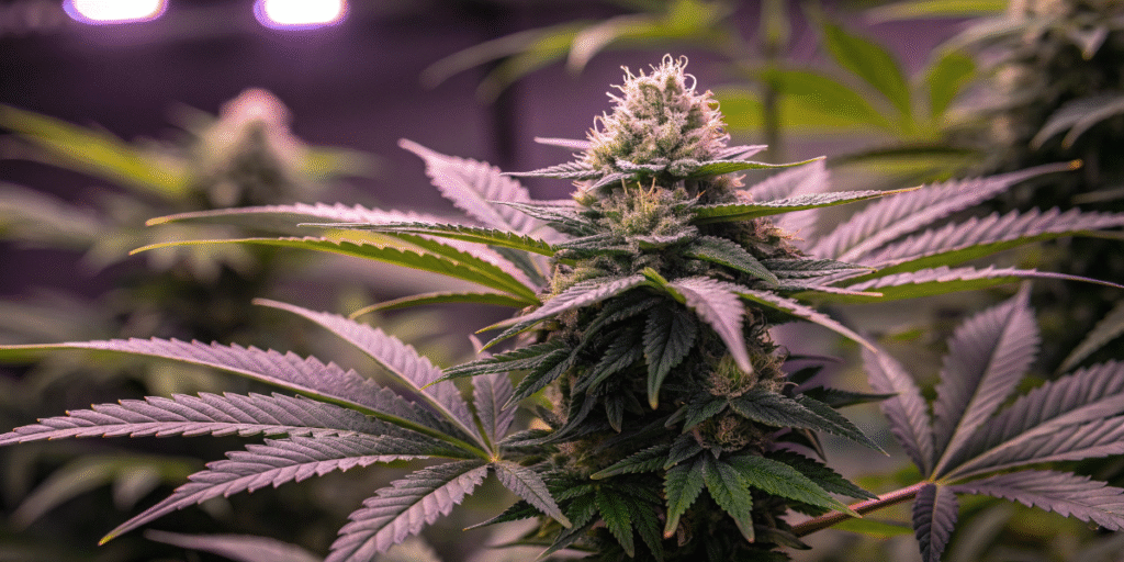 Fat Bastard cannabis plant growing in a greenhouse.
