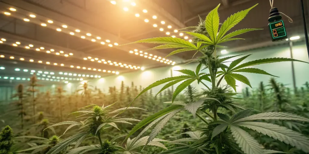 Gelato Fast Blooming plant thriving in bright indoor lighting with tall, leafy branches.