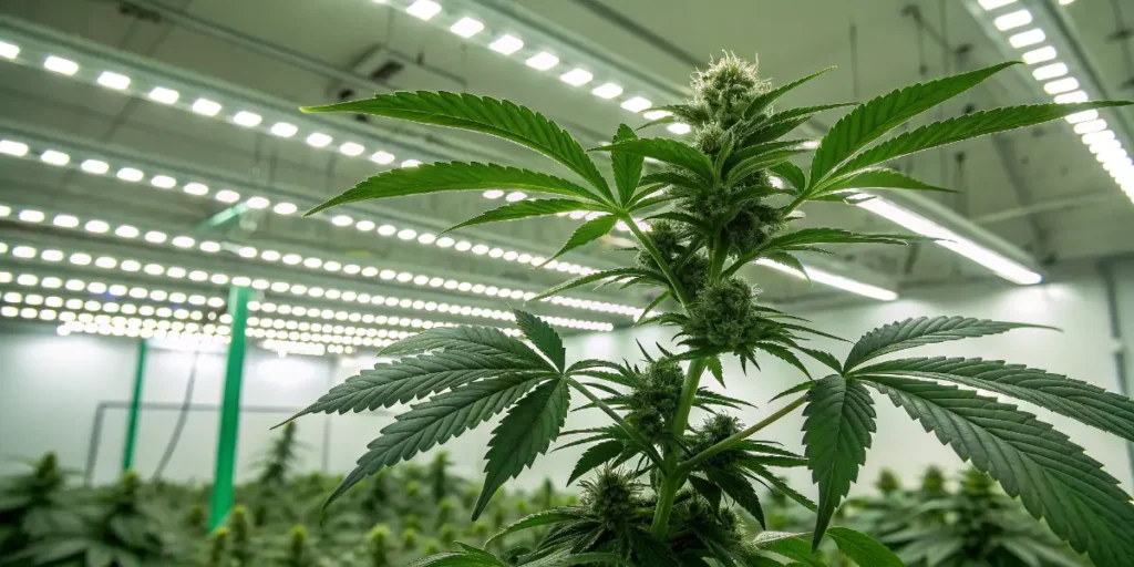 Bubba Kush seedling thriving in soil during early development.