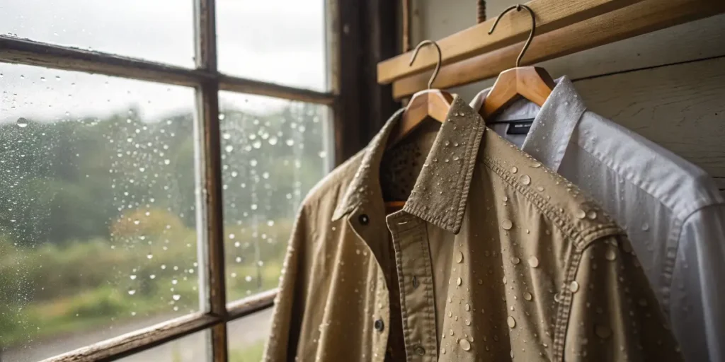 Hemp and cotton garments hanging in nature, illustrating eco-friendly textile differences