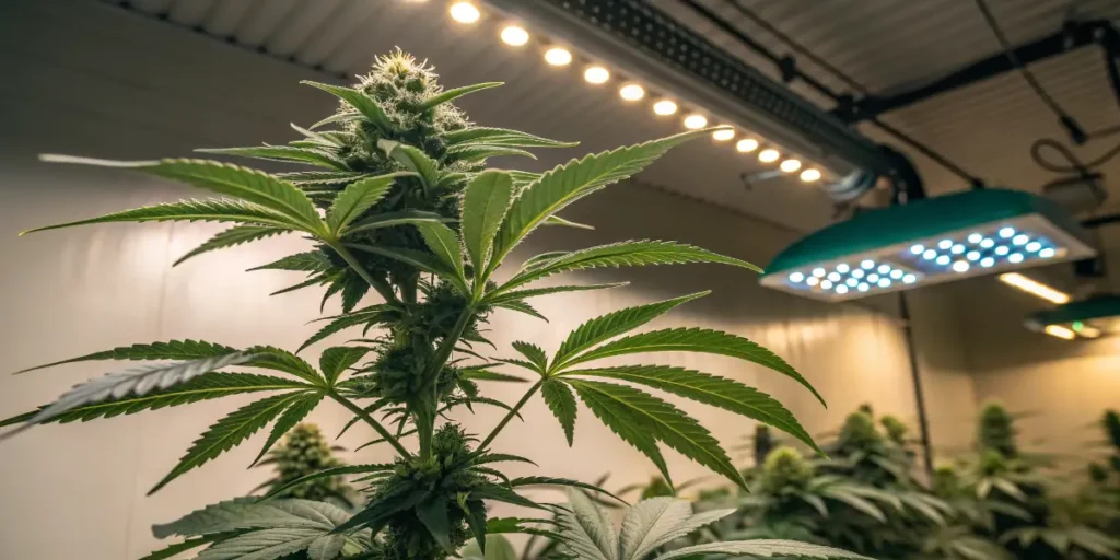 C. Banana cannabis plant thriving in an indoor setup.