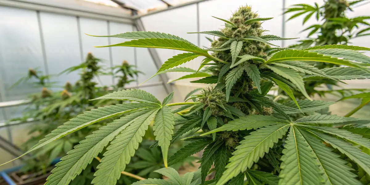 cannabis plant in flowering stage with proper nutrient feeding