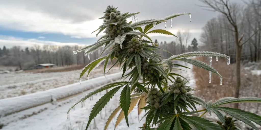 cannabis plant growing in outdoor garden environment