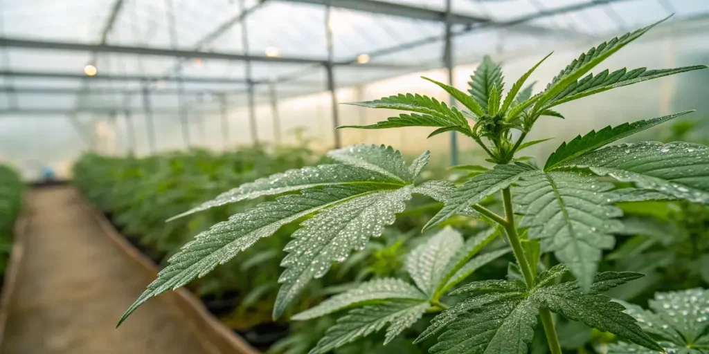 dense cannabis bud growing outdoors in cool climate