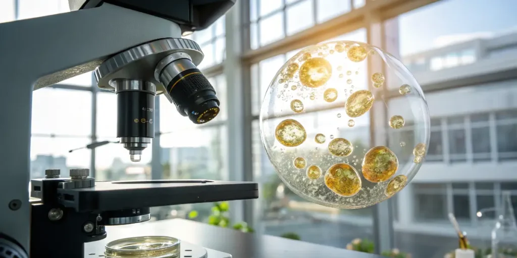 Visualization of liposomal CBD particles near microscope