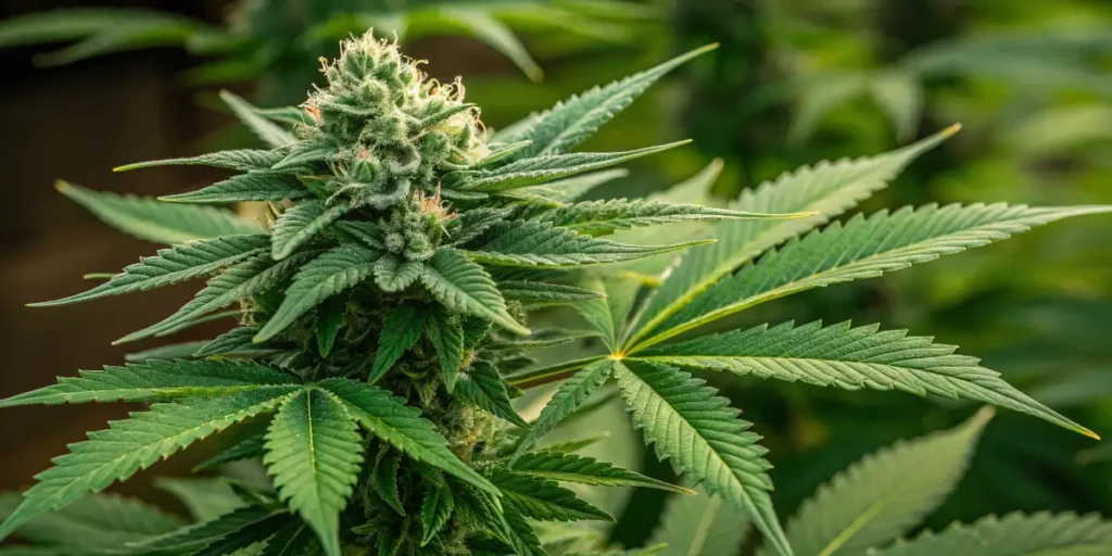 High yielding mint cannabis strains with compact resinous buds and vibrant green leaves